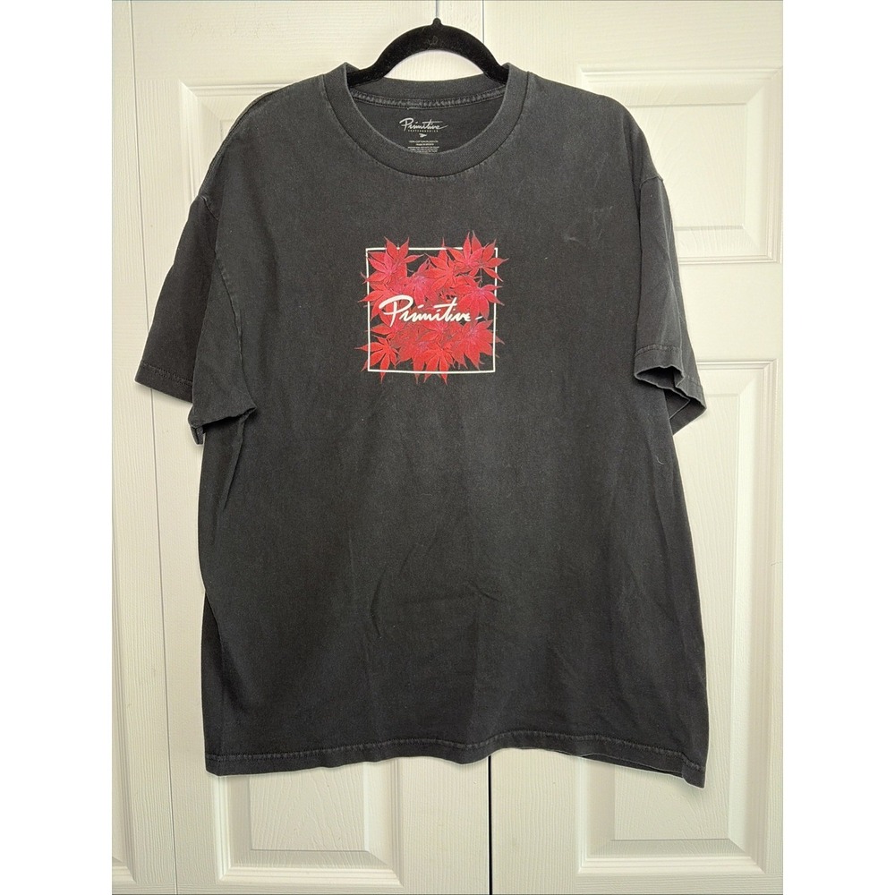Primitive Skateboarding Leaf Graphic Tee Mens Black Skater Cotton Size XL Grunge